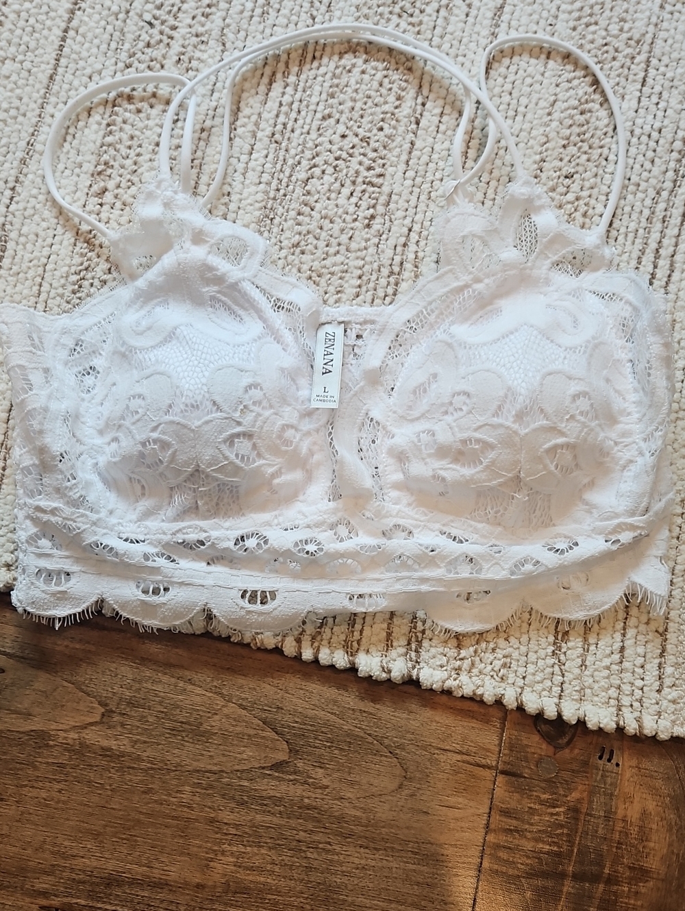 Zenana Outfitters White Lace Bralette Crop Top